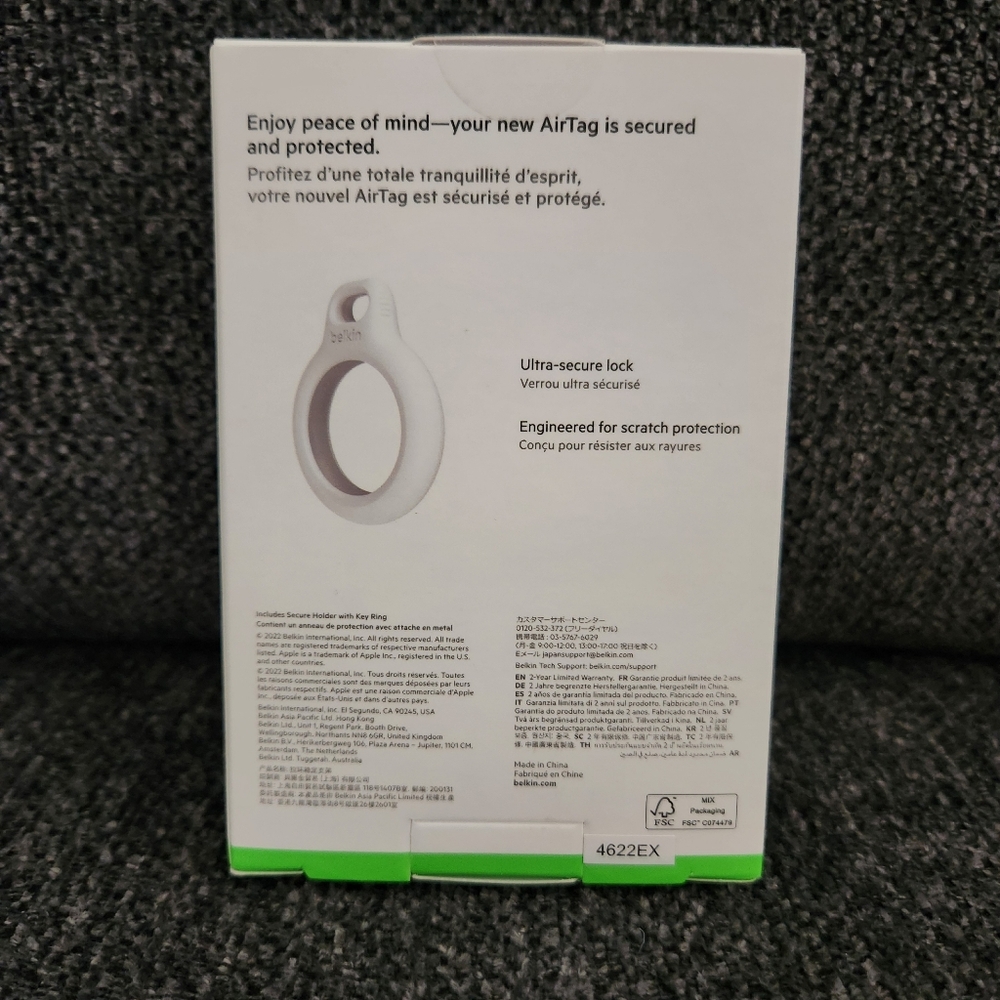Belkin Single Secure Holder with Key Ring for AirTag White Open Face Case NEW - Picture 3 of 8